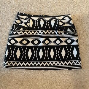 Aqua Black and White Mini Skirt
